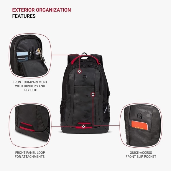SwissGear Camo Black and Red Backpack Brand New - Picture 9 of 9